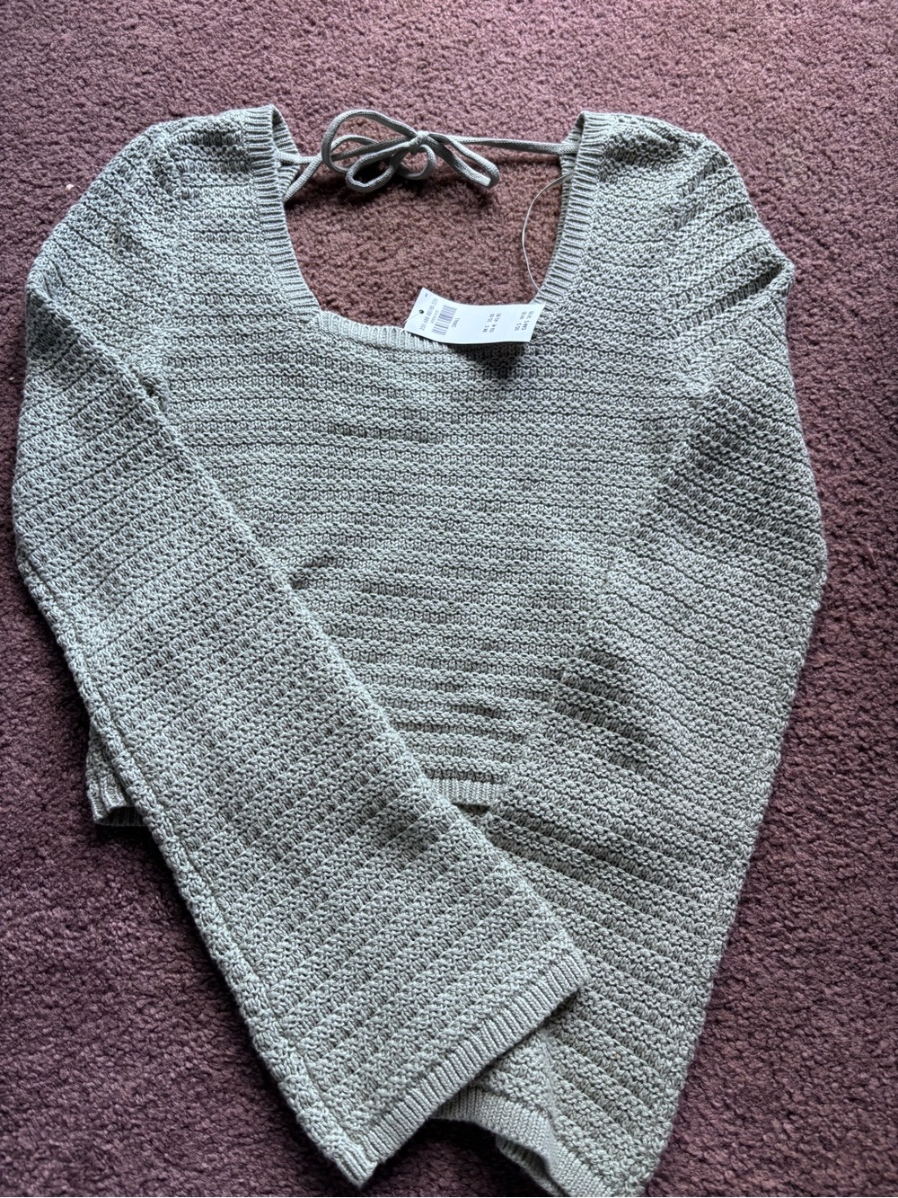 Hollister Light Green Knit Tie-Back Cropped Topt
